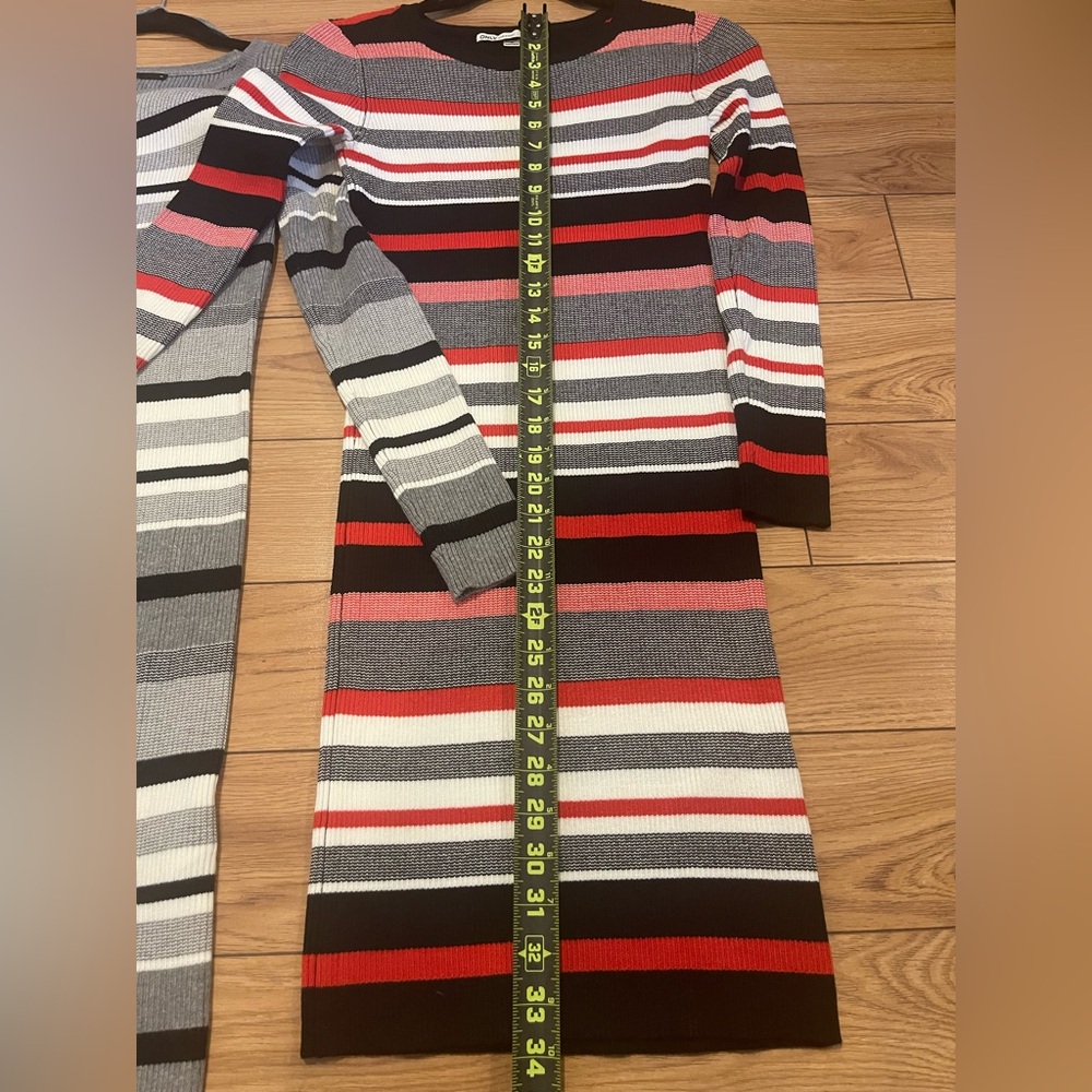 Only Striped Long Sleeve ribbed 2 Dresses medium stretchy thight medium - Picture 4 of 5